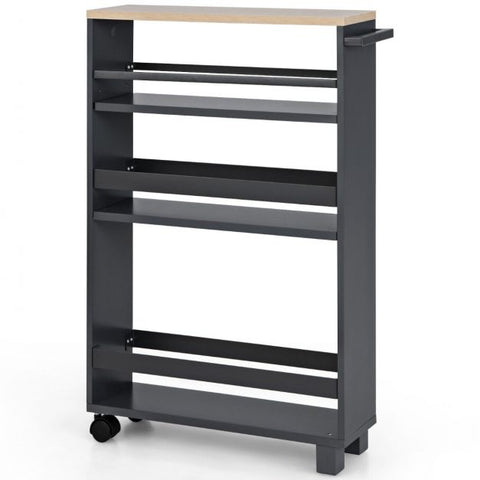 Stylish and Compact Storage Cart with 4 Tiers and Slide-out Design