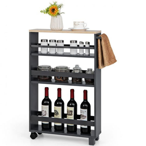 Stylish and Compact Storage Cart with 4 Tiers and Slide-out Design