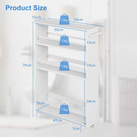 Stylish and Compact Storage Cart with 4 Tiers and Slide-out Design