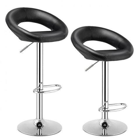 360 Degree Set of 2 Leather Bar Stools