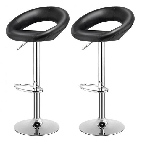 360 Degree Set of 2 Leather Bar Stools