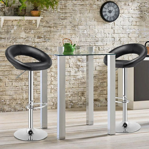 360 Degree Set of 2 Leather Bar Stools