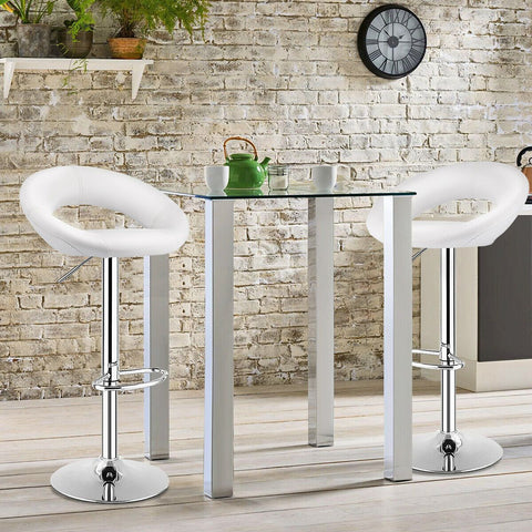 360 Degree Set of 2 Leather Bar Stools