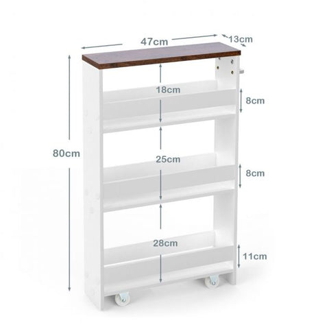 Compact and Simple Storage Cart with Slide-out Feature and Rolling Wheels