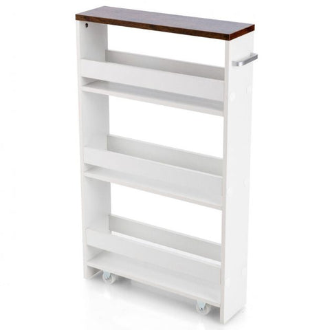 Compact and Simple Storage Cart with Slide-out Feature and Rolling Wheels