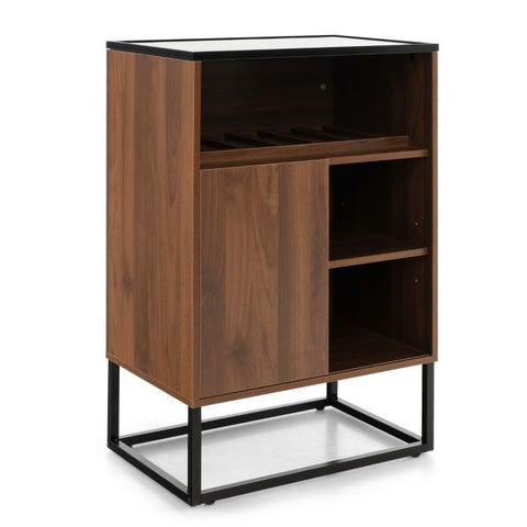 Wine Cabinet with Movable Shelf and Sleek Modern Design in Walnut