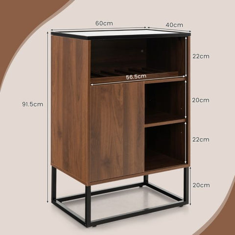 Wine Cabinet with Movable Shelf and Sleek Modern Design in Walnut