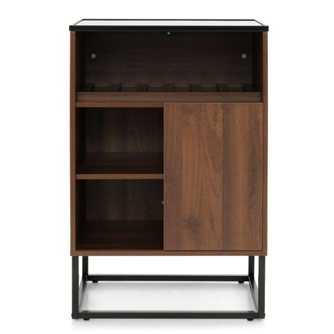 Wine Cabinet with Movable Shelf and Sleek Modern Design in Walnut