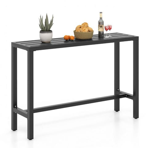 Outdoor 120/140cm x 40cm Bar Table with Adjustable Foot Pads in Black