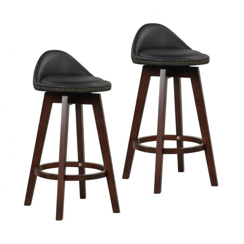360 Degree Set of 2 Leather Bar Stools in Black
