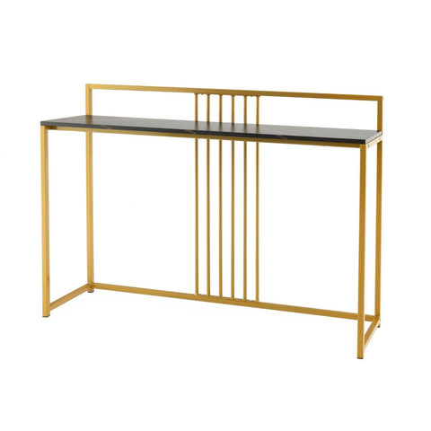 Simple and Elegant Entryway Table with Gold Frame and Faux Marble Table Top