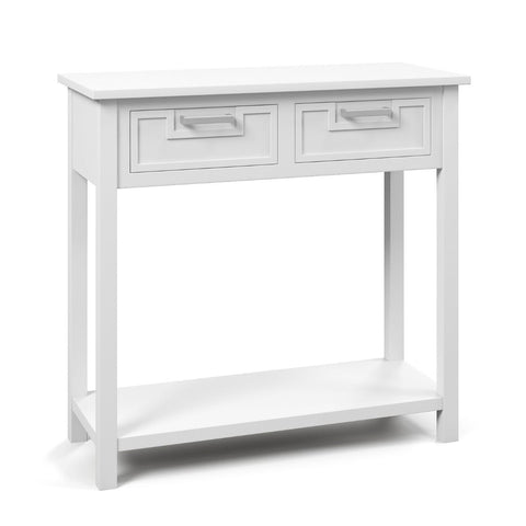 Retro Narrow Entryway Table with Drawers and Extra Storage Shelf