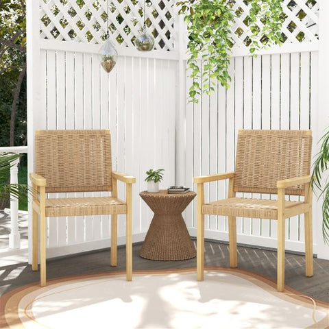 Garden Rubber Wood Chair Set with Paper Rope Design and Sturdy Frame