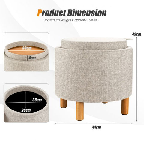 Nordic Inspire Small Circle Footstool with Storages