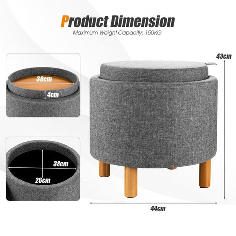 Nordic Inspire Small Circle Footstool with Storages