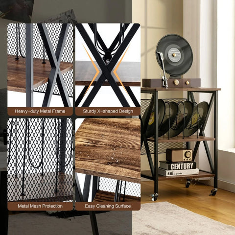 Modern and Functional Side Table with Mesh Design and Ample Storage