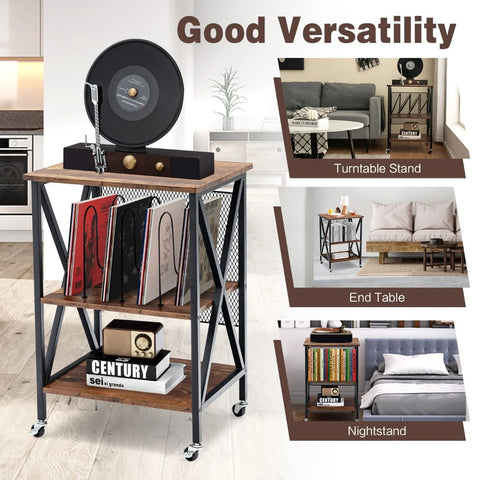 Modern and Functional Side Table with Mesh Design and Ample Storage
