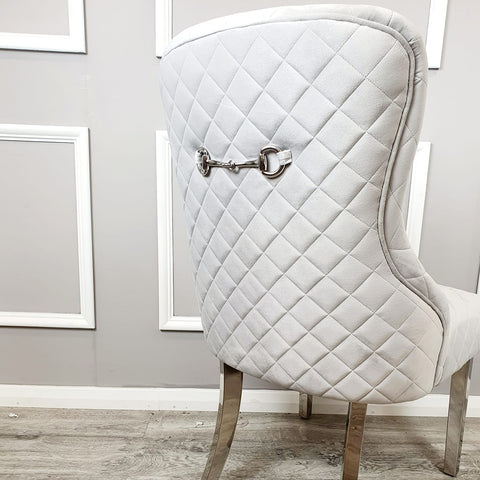 Exquisite Soft Velvet Dining Chair with Quilted Back and Curved Chrome Legs