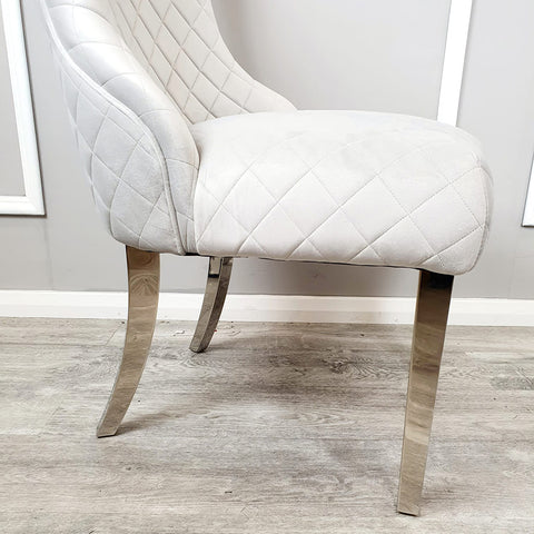 Exquisite Soft Velvet Dining Chair with Quilted Back and Curved Chrome Legs
