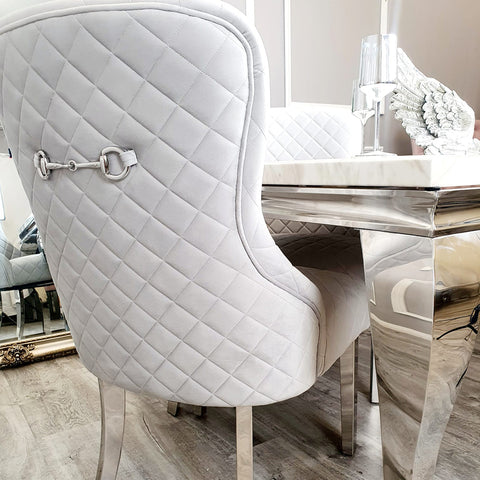 Exquisite Soft Velvet Dining Chair with Quilted Back and Curved Chrome Legs