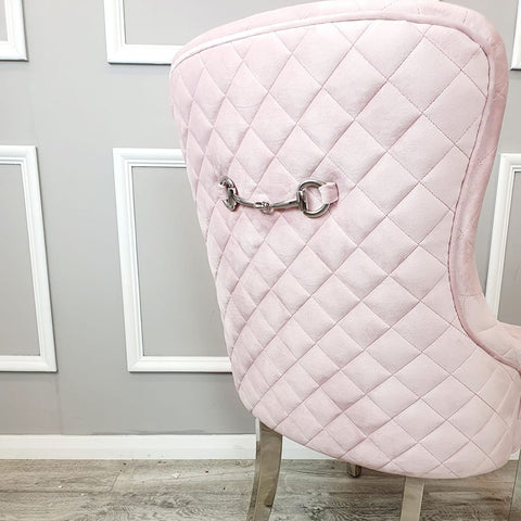 Exquisite Soft Velvet Dining Chair with Quilted Back and Curved Chrome Legs