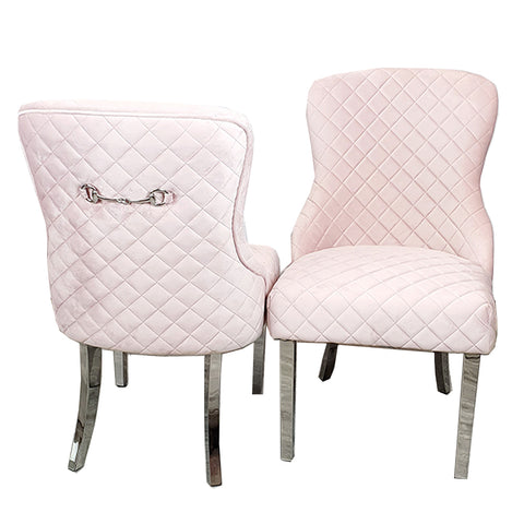 Exquisite Soft Velvet Dining Chair with Quilted Back and Curved Chrome Legs