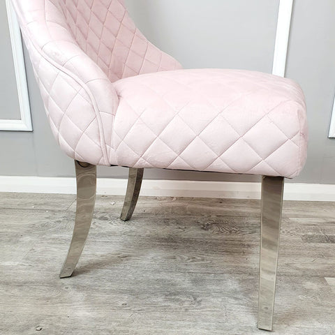 Exquisite Soft Velvet Dining Chair with Quilted Back and Curved Chrome Legs