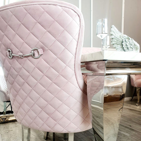 Exquisite Soft Velvet Dining Chair with Quilted Back and Curved Chrome Legs