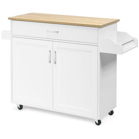 Classic and Spacious Kitchen Island Cart with Double Doors and Drawer