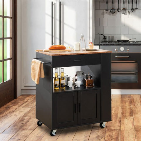 Sleek and Spacious Storage Cart with Multiple Spice Racks and Double Cabinet Doors