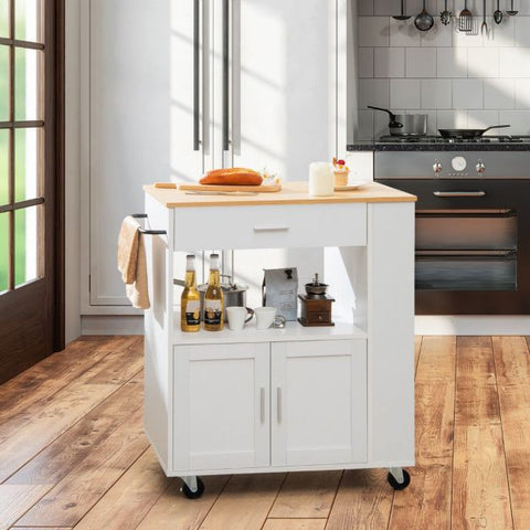Sleek and Spacious Storage Cart with Multiple Spice Racks and Double Cabinet Doors