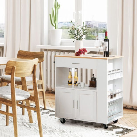Sleek and Spacious Storage Cart with Multiple Spice Racks and Double Cabinet Doors