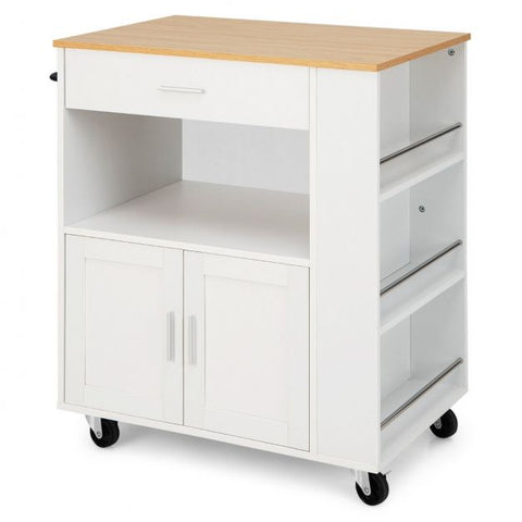 Sleek and Spacious Storage Cart with Multiple Spice Racks and Double Cabinet Doors