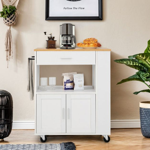 Sleek and Spacious Storage Cart with Multiple Spice Racks and Double Cabinet Doors