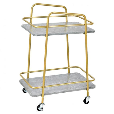 Simple and Efficient Mobile Cart with 2 Storage Tiers and Convenient Steel Frame in Grey