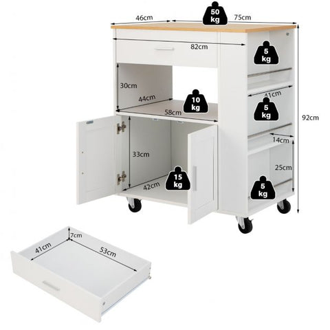 Sleek and Spacious Storage Cart with Multiple Spice Racks and Double Cabinet Doors