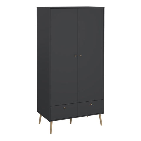 Elegant and Minimalistic Scandinavian Wardrobe with Oak Wooden Legs