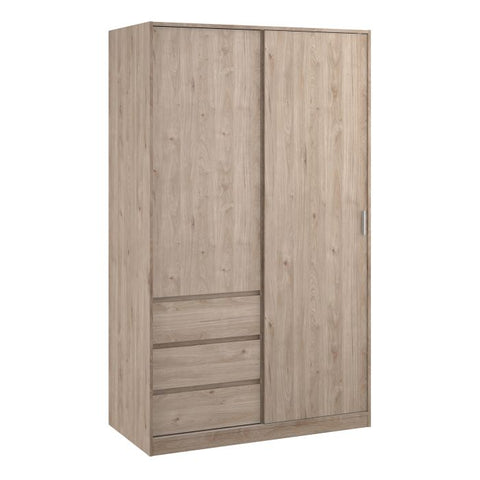 Contemporary and Elegant Hickory Oak Wardrobe with Sliding Door and Drawers