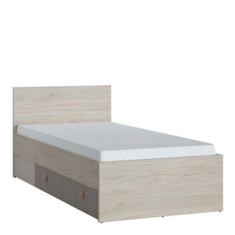 Sleek and Modern Laminated Chipboard Single Bed with Fabric Effect Drawer