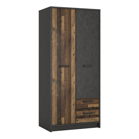 Minimalistic and Dark Rustic Wardrobe Walnut and Dark Matera Finishes