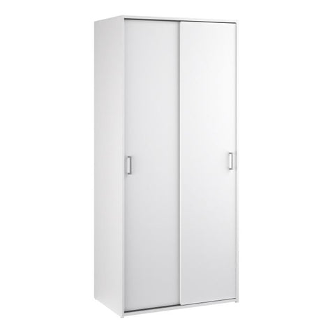 Sleek and Modern Wardrobe with Organized Sliding Door Design in White