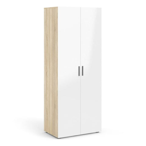 Versatile Sleek and Modern Wardrobe with Beautiful Oak Sides and Glossy Paint Finish