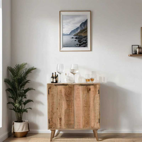 Stylish and Rustic Drinks Cabinet with Surrey Wood and Lacquered Finish
