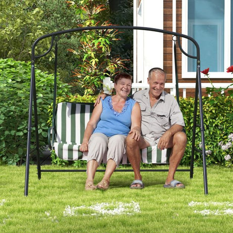 Outdoor Metal Swing Stand with Double Side Bars and 2 Rings in Black