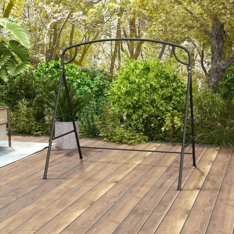 Outdoor Metal Swing Stand with Double Side Bars and 2 Rings in Black
