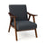 Homely Lean Back Armchair with Rubber Wood Frame in Grey
