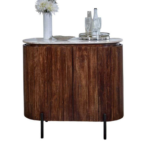 Rustic and Industrial Sideboard with Fluted Mango Wood and Lacquered Finish