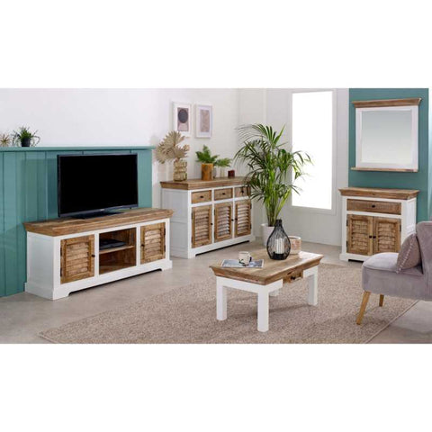 Rustic and Modern Small Sideboard with Unique Mango Wood Two-tone Finish