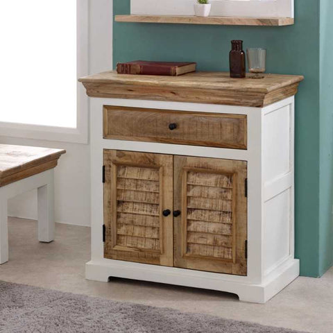Rustic and Modern Small Sideboard with Unique Mango Wood Two-tone Finish