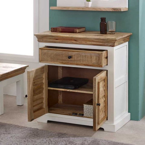 Rustic and Modern Small Sideboard with Unique Mango Wood Two-tone Finish
